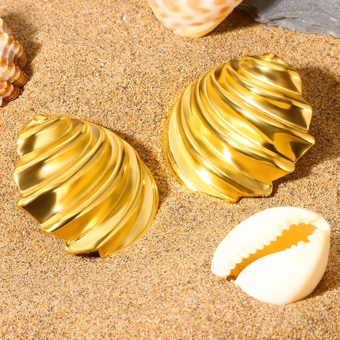 Zomer Oceaan Stijl Roestvrij Stalen Schelp Oorbellen Voor Dames Kunstparel Goud Zeester Strand Vakantie Sieraden Oorbellen