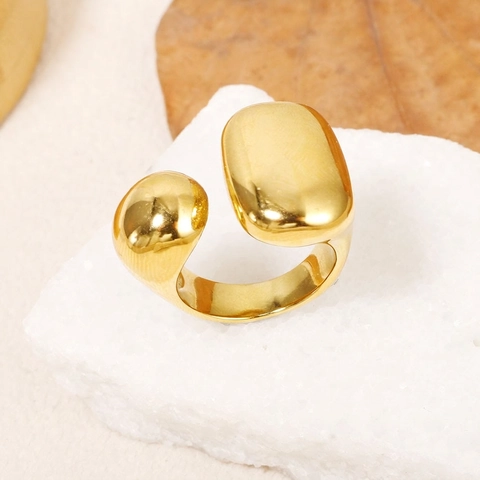 Irregulärer Geometrischer Chunky Ring Edelstahl Verstellbares Offenes Design Minimalistischer Trendiger Schmuck Für Damen