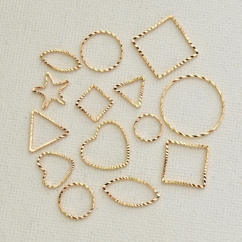 Geometric Hollow Border Pendants Gold Plated Copper Textured Jewelry Making Findings DIY Earrings Necklace Charms Shapes