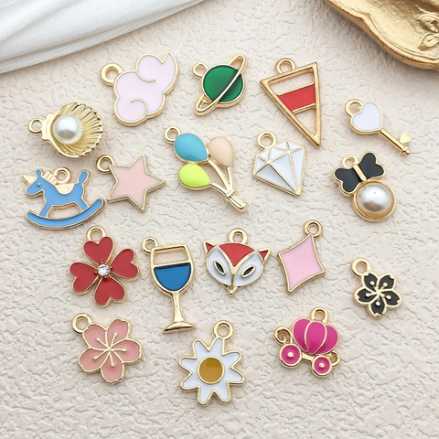 Dijes De Esmalte Colgantes Aleación Zinc Goteo Aceite Para DIY Joyería Collar Pulsera Pendiente Estilo Coreano Nube Estrella