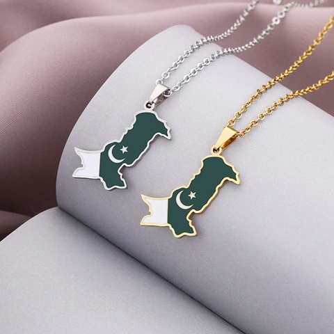 Collana Pendente Mappa Del Pakistan Acciaio Inossidabile Bandiera Smalto Simbolo Nazionale Gioielli Etnici Per Uomini Donne