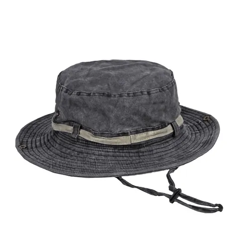 Sombrero De Pescador De Algodón Lavado Con Cuerda Cortavientos Ajustable Protección Solar Estilo Safari Unisex