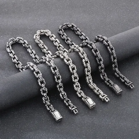 Collar De Acero Inoxidable Para Hombre Textura Martillada Retro Estilo Punk Industrial Cadena De Caja Pesada