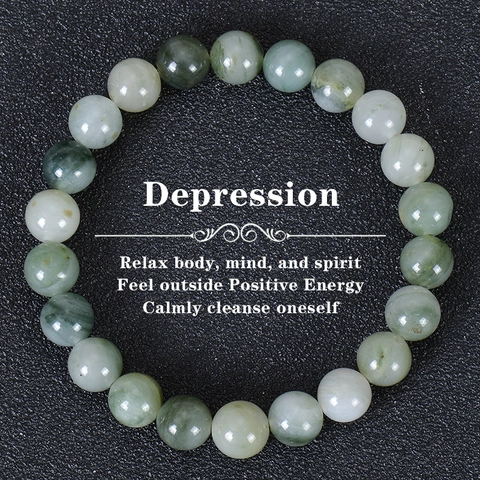 Natural Gemstone Beaded Bracelet Elastic Healing Crystal Relief Anxiety Depression Round Beads Energy Jewelry