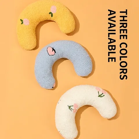 Pet Neck Pillow U-Shaped Teddy Velvet Artificial Pearl Cotton Cat Dog Deep Sleep Protection Soft Plush Toy Embroidery