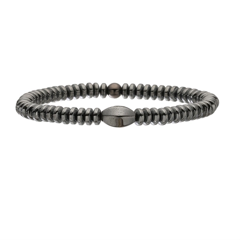 Pulsera De Cuentas De Hematita Magnética Para Hombres Mujeres Minimalista Punk Elástica Joyería De Piedra Natural Cuentas Espaciadoras De Metal