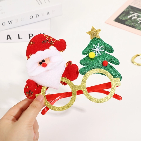 Christmas Decorative Glasses Frames Plastic Felt Glitter Santa Reindeer Snowman Holiday Party Favors Costume For Kids Adults