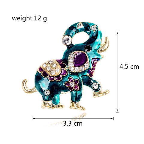Elegant Elephant Brooch Enamel Zinc Alloy Rhinestone Ethnic Style Animal Pin Jewelry Gift For Women Men