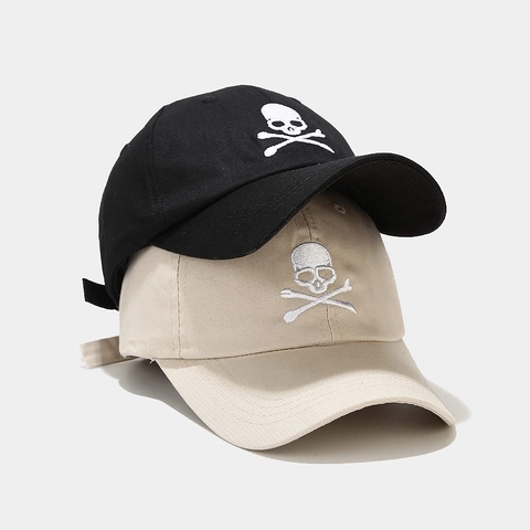 Cappello Da Baseball Ricamo Teschio Cotone Regolabile Streetwear Hip Hop Protezione Solare Unisex Dad Hat