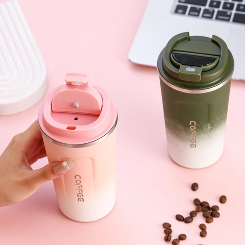 Stainless Steel Insulated Coffee Mug Vacuum Travel Tumbler Portable Car Cup Leak Proof Lid Smart Temperature Display