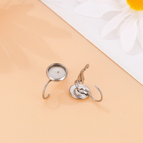 Stainless Steel Earring Leverback Bezel Settings Round Blank Tray For DIY Jewelry Making Minimalist Crafting Findings