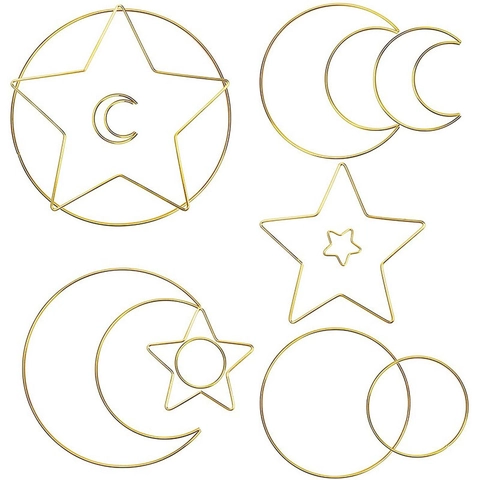 Anneaux De Capteur De Rêves En Métal Étoile Cœur Lune Rond Cerceaux En Fer Pour Bricolage Artisanat Décoration Murale