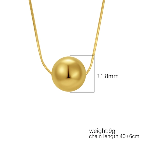 Collana Con Pendente A Sfera Rotonda Placcata Oro 18K Acciaio Inossidabile 304 Catena A Serpente Gioielli Minimalisti Per Donne