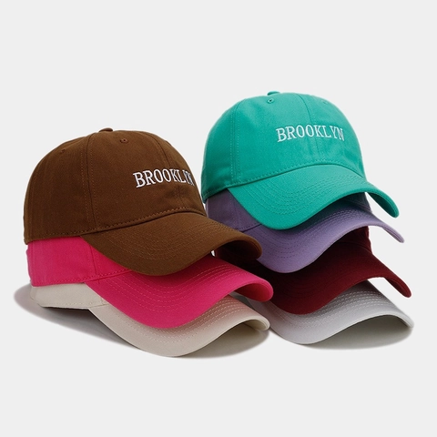 Vintage Brooklyn Letter Embroidery Cotton Baseball Cap Adjustable Breathable Sun Hat Casual Dad Hat For Men Women