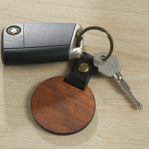 Gold Acryl Runder Schlüsselanhänger Klassische Mode Metallring Mit Lederriemen Schlüsselanhänger Geschenk