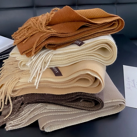 Luxurious Polyester Cashmere-Like Winter Scarf Thick Warm Double Sided Color Block Tassel Shawl Wrap For Women Student