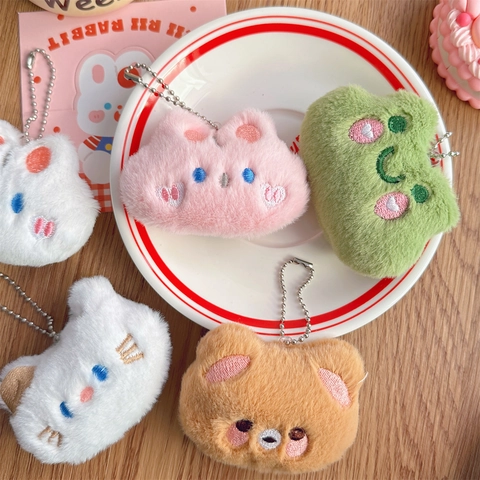 Porte Clés En Peluche Animaux Mignons Charme De Sac Dessin Animé Ours Lapin Grenouille Chat Chien Pendentif Rembourré