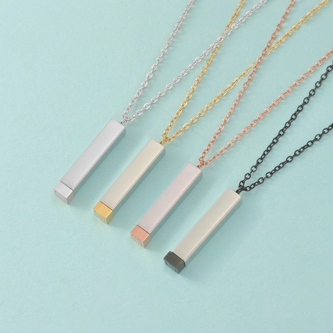 Collana Con Pendente A Barra A Colonna Quadrata Minimalista Acciaio Inossidabile 304 Lucidato A Specchio Gioielli Telescopici