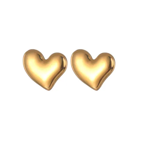 Orecchini A Lobo Cuore Acciaio Inossidabile Placcato Oro 18K Minimalista Geometrico 3D Gioielli Per Donne Ragazze Semplice