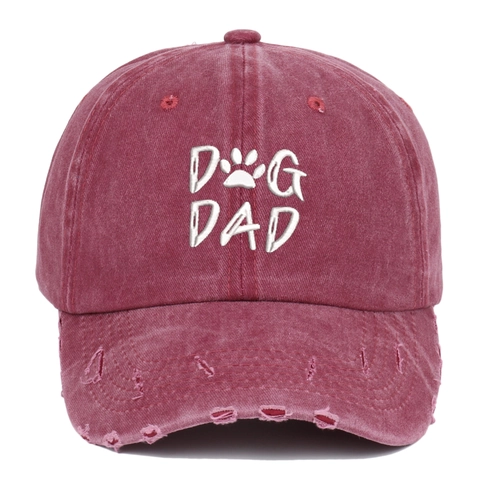 Cappello Da Baseball Ricamato Dog Dad Cotone Lavato Distressed Vintage Casual Cappello Sole Esterno Regolabile