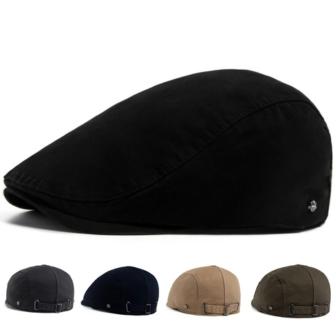 Gorra Plana Vintage Para Hombres Mujeres 100% Algodón Ajustable Ivy Cabbie Sombrero Retro Color Sólido Transpirable Protección Solar