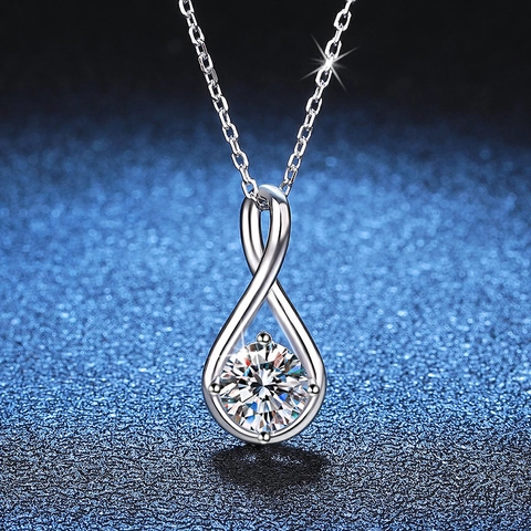 Collier en Argent Sterling 925 Moissanite Larmes d'Ange Goutte d'Eau Pendentif Infini Chaîne de Clavicule Torsadée Bijoux Femme Premium
