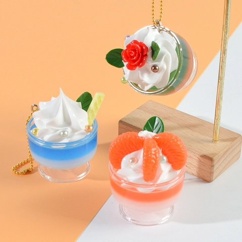 Llavero De Copa De Helado Simulado Modelo De Postre De Plástico Colgante De Bolsa Lindo Juguete Decorativo Miniatura
