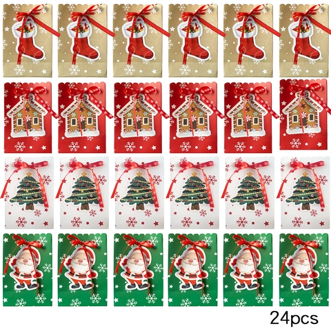 Christmas Gift Bags Kraft Paper Holiday Candy Boxes With Snowflake Laser Cut Tags And Ribbons For Party Favor Wrapping