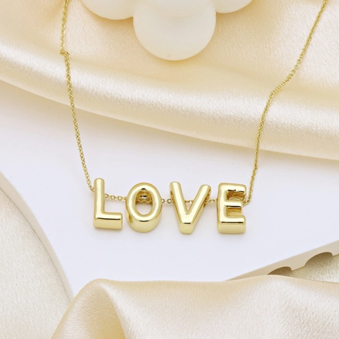 Collana con Ciondolo 26 Lettere Alfabeto in Rame Placcato Oro 18K Minimalista 3D Lucido Lucido Gioielli da Pendolare per Donna