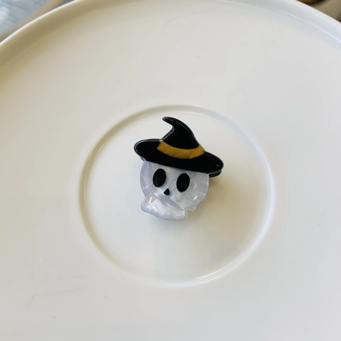 Mini Pinzas Para El Cabello De Halloween Acrílico Acetato Patrones De Fantasma Calabaza Murciélago Brillo Accesorios De Fiesta