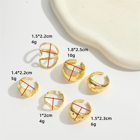 Vintage Verweerd Kupfer Offen Einstellbar Ring Für Damen Unregelmäßig Geometrisch Zirkonia Eingelegt Minimalistisch Finger Schmuck