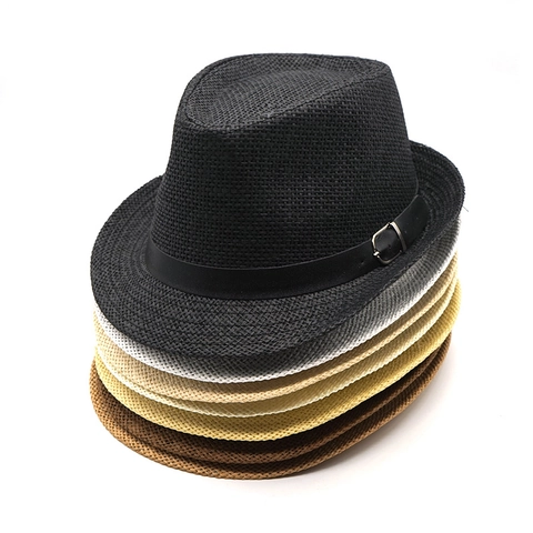 Chapeau Fedora En Paille Vintage Tissé Respirant Protection Solaire Pour Hommes Été Plage Style Jazz Avec Boucle