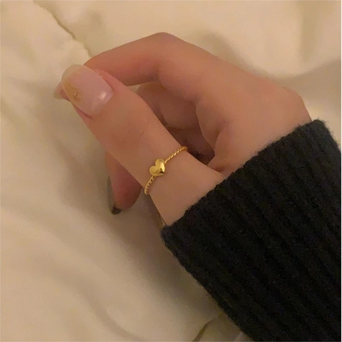 Anello A Cuore In Argento Sterling 925 Per Donna Gioielli Da Dito Aperti Regolabili Con Corda Intrecciata Minimalista Stile Coreano
