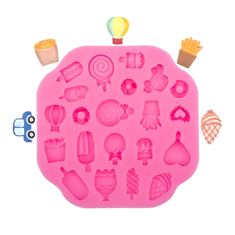 Molde De Silicona Para Caramelos Piruletas Helados Coches Donas Papas Fritas Formas Decoración De Pasteles Fondant