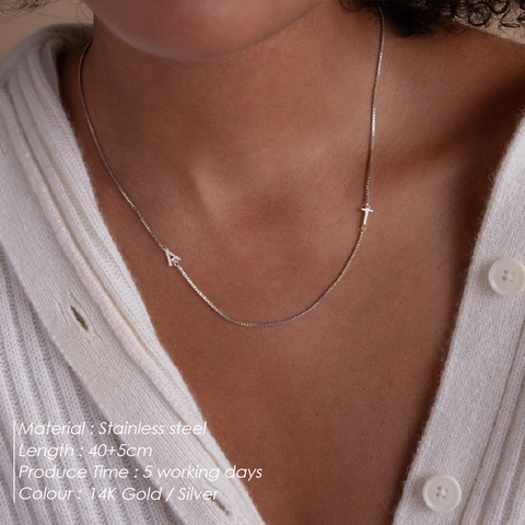 Personalisierte Edelstahl Halskette Mit Anfangsbuchstaben Anhänger Für Damen Herren Goldene Box-Kette Alphabet Name Schmuck