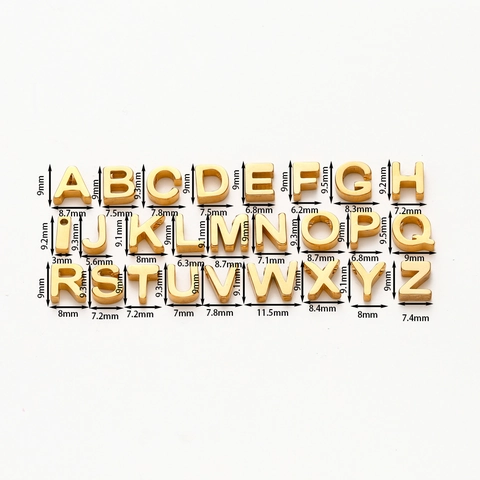 Ciondoli Con Lettere Dell'Alfabeto Inglese In Acciaio Inossidabile Per Creazione Di Gioielli DIY Piccoli Ciondoli Oro