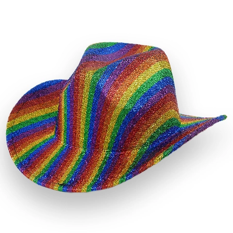 Rainbow Sequin Cowboy Hat And Top Hat Festival Party Carnival Rave Pride Glitter Polyester Performance For Men Women