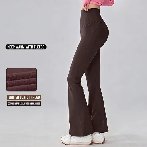 High Waisted Flare Yoga Pants Tummy Control Fleece Gevoerd Nylon Spandex Butt Lifting Workout Leggings Dames