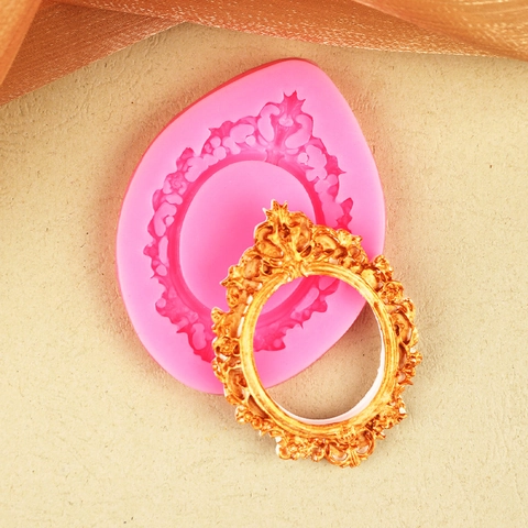 Baroque Frame Silicone Mold Retro Lace Mirror Shape Fondant Cake Decorating DIY Resin Clay Craft Baking Tool