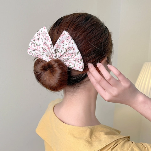 Deft Bun Maker Fauler Magischer Haardreher Stoff Druck Schleife Haar Styling Tool Für Frauen Elegant Blumen Leopard Muster