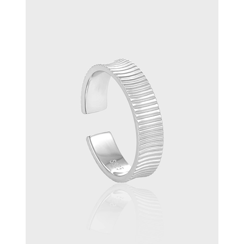 Minimalistische 925 Sterling Zilveren Open Ring Voor Dames Retro Verticaal Streepontwerp Verstelbare Ring Sieraden