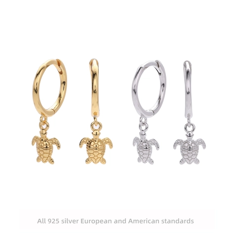 Sea Turtle Hoop Earrings 925 Sterling Silver Ocean Marine Animal Dainty Huggie Jewelry For Women