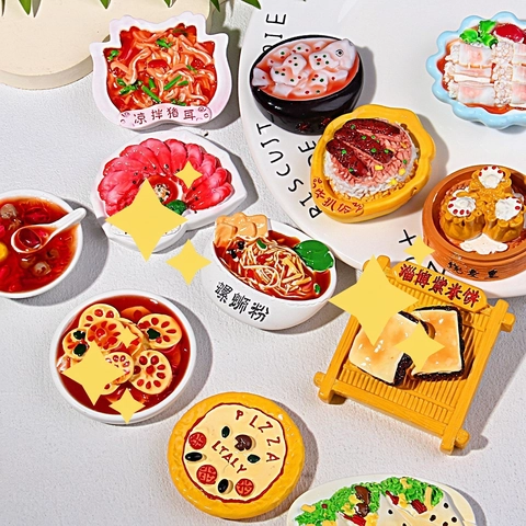 Magneti Da Frigorifero Cibo Cinese Realistici 3D In Resina Modello Di Cucina In Miniatura Decorativo Per La Casa Fai Da Te