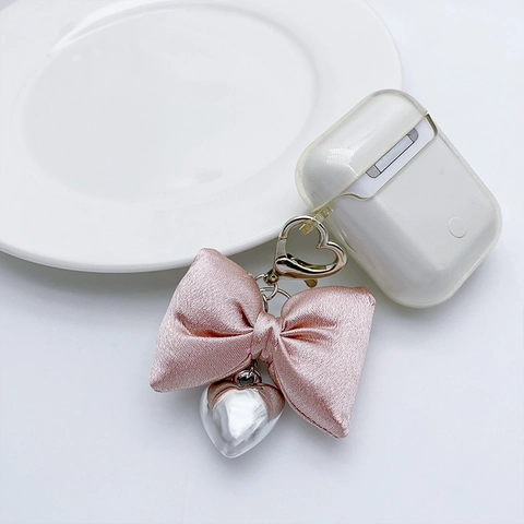 Portachiavi Con Fiocco In Raso E Ciondolo A Cuore In Metallo Ciondolo Per Borsa Da Donna Accessorio Elegante