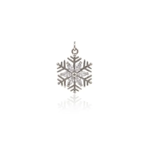 Charmes De Flocon De Neige Pour La Fabrication De Bijoux Pendentifs En Cuivre Incrustés De Zircon Accessoires DIY Plaqué Or Rose Argent