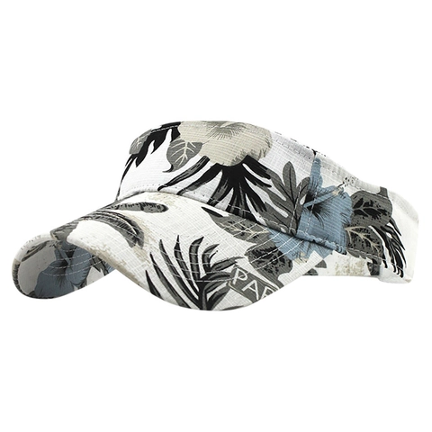 Tropical Floral Print Sun Visor Hat Breathable Cotton Polyester Adjustable Summer Beach Outdoor Sports Cap For Women