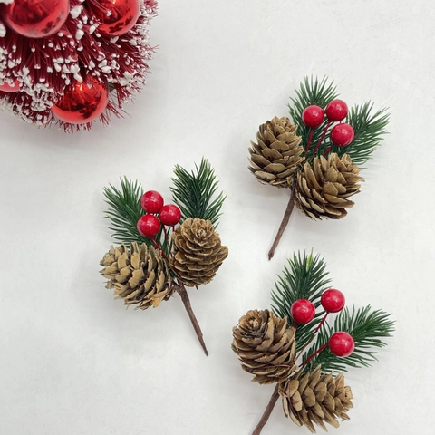 Rametti Di Bacche E Pigne Di Natale Artificiali Pigna Naturale Bacche Rosse Aghi Di Pino Verde Decorazione Scatola Regalo
