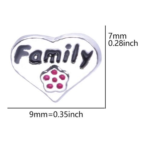 Forme De Coeur Nom De Membre De La Famille Floating Charms Alliage Émail Strass DIY Création Bijoux Pendants Pour Médaillons Bracelets