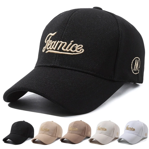 Casquette De Baseball En Polyester Coton Texturé Broderie Lettres Boucle Métallique Réglable Protection Solaire
