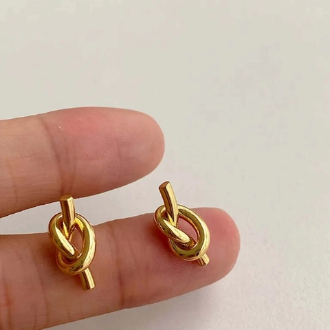 Minimalist Knot Stud Earrings Stainless Steel Twisted Irregular Small Chic High End Style Jewelry For Women
